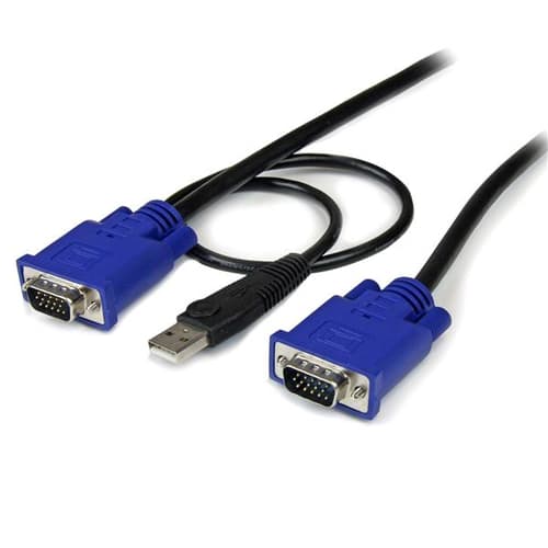 StarTech.com 6 ft Ultra-Thin USB 2-in-1 KVM Cable - Keyboard / video / mouse / USB cable - USB, HD-15 (VGA) (M) to HD-15 (VGA) (M) - 6 ft - black - SVECONUS6 - Keyboard / video / mouse / USB cable - USB, HD-15 (VGA) (M) to HD-15 (VGA) (M) - 1.83 m - black - for P/N: CAB831HDU, RACKCONS1908, SV1631DUSBUK, SV565DUTPU, SV565UTPUL, SV831DUSBUK