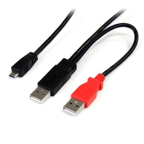 StarTech.com 3 ft. (0.9 m) USB to Micro USB Cable With Power Delivery - Dual USB 2.0 A to Micro-B - Power and Data - Y-Cable - Micro USB Cable (USB2HAUBY3) - USB cable - USB (M) to Micro-USB Type B (M) - 91 cm - black