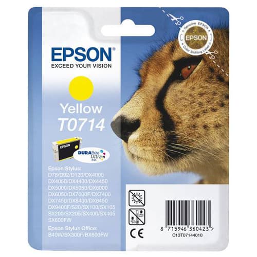 Epson T0714 - Print cartridge - 1 x yellow - blister with RF alarm