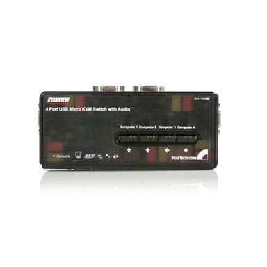 StarTech.com 4 Port Black USB KVM Switch Kit with Cables and Audio - desktop KVM Switch - VGA KVM Switch - USB KVM Switch 4 Port (SV411KUSB) - KVM / audio switch - 4 x KVM / audio - 1 local user - desktop