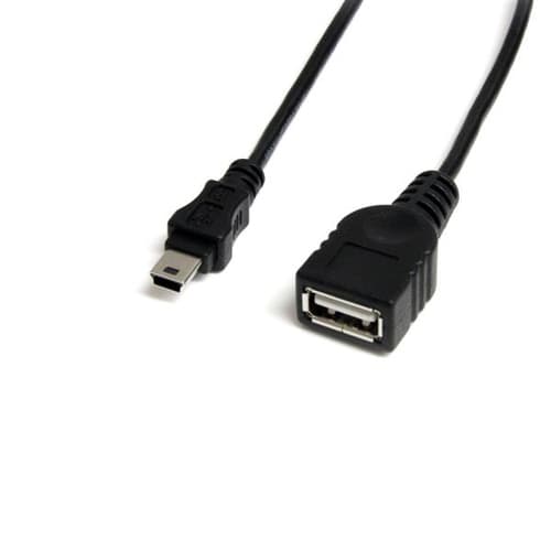 StarTech.com 1 ft Mini USB 2.0 Cable - USB A to Mini B F/M - USB cable - USB (F) to mini-USB Type B (M) - USB 2.0 - 1 ft - black - USBMUSBFM1 - USB cable - USB (F) to mini-USB Type B (M) - USB 2.0 - 30 cm - black — view 1