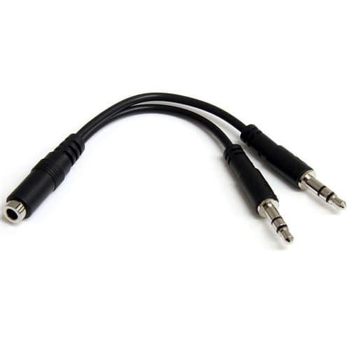 StarTech.com 3.5mm 4 Position to 2x 3 Position 3.5mm Headset Splitter Adapter - F/M - 3.5mm headset Adapter Cable (MUYHSFMM) - Headset splitter - mini-phone stereo 3.5 mm male to 4-pole mini jack female - black - for P/N: MUHSMF2M, PEXSOUND7CH