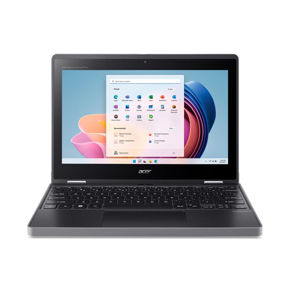 Acer TravelMate B3 Spin 11 TMB311RN-33-TCO - Flip design - Intel N-series - N200 / up to 3.7 GHz - Win 11 Pro Education - UHD Graphics - 8 GB RAM - 256 GB SSD - 11.6" IPS touchscreen 1920 x 1080 (Full HD) - Wi-Fi 6E, Bluetooth - shale black - kbd: UK