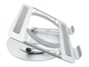 Turntable laptop stand - lifts laptop up to 150 mm above desk - suits any size laptops - set laptop on any angle - anodized cnc aluminium alloy construction - silicon anti skid pads protect laptop and table - silver