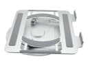 Turntable laptop stand - lifts laptop up to 150 mm above desk - suits any size laptops - set laptop on any angle - anodized cnc aluminium alloy construction - silicon anti skid pads protect laptop and table - silver