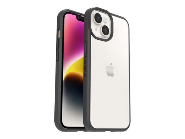 OtterBox React Series Case for iPhone 16e, iPhone 14, Shockproof, Drop proof, Ultra-Slim, Protective Thin Case, Tested to Military Standard, Clear/Black, No Retail Packaging