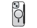 OtterBox React Series Folio Case for iPhone 16e, 15, 14, 13, Shockproof, Drop proof, Protective Folio with Card Holder, Tested to Military Standard, Clear/Black, No Retail Packaging