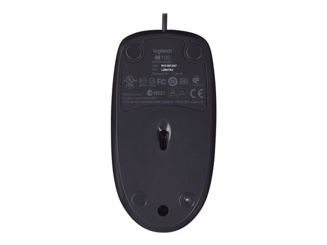 Logitech M100 - mouse - full size - USB - black — view 4