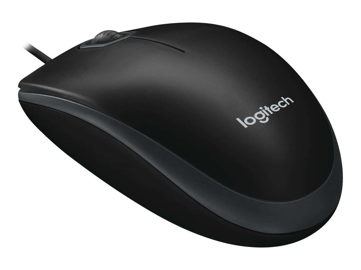 Logitech B100 - mouse - USB - black — view 1