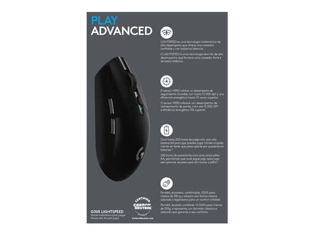 Logitech G G305 - mouse - 2.4 GHz - black — view 11