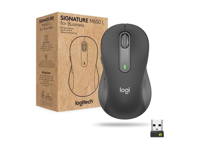 Logitech Signature M650 L for Business - mouse - 2.4 GHz, Bluetooth - graphite — view 12