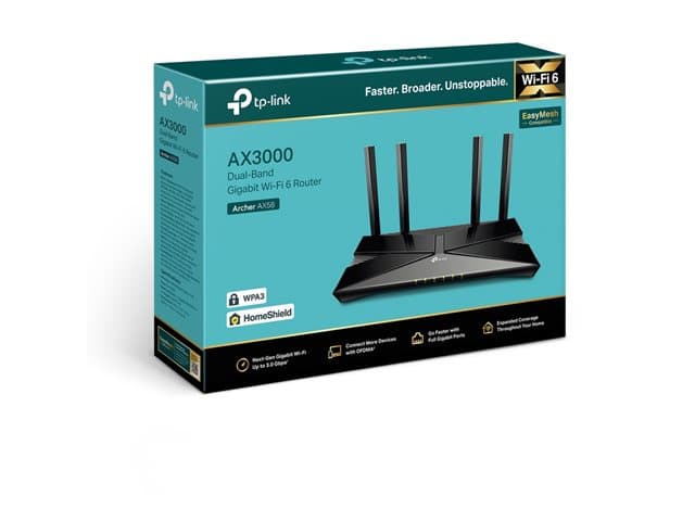 TP-Link Archer AX58 V2 - wireless router - Wi-Fi 6 - desktop — view 3