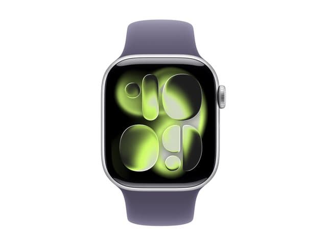 Apple Watch Series 11 (GPS) - silver aluminium - smart watch with sport band - purple fog - 64 GB — view 3