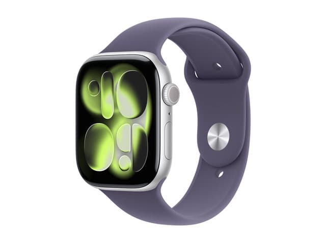 Apple Watch Series 11 (GPS) - silver aluminium - smart watch with sport band - purple fog - 64 GB