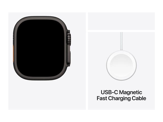 Apple Watch Ultra 2 GPS + Cellular 49mm Black Titanium Case with Dark Green Alpine Loop - Medium — view 3