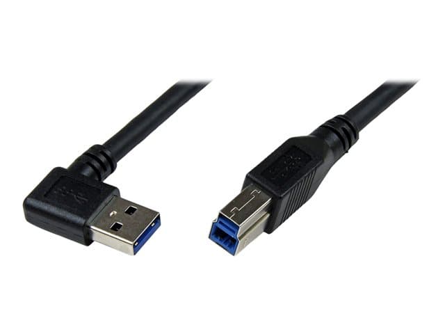StarTech 1m Black SuperSpeed USB 3.0 Cable - Right Angle A to B - 3 ft USB 3 Cable - Right Angle USB 3.0 A (M) to USB 3.0 B (M) (USB3SAB1MRA) - USB cable — image 1