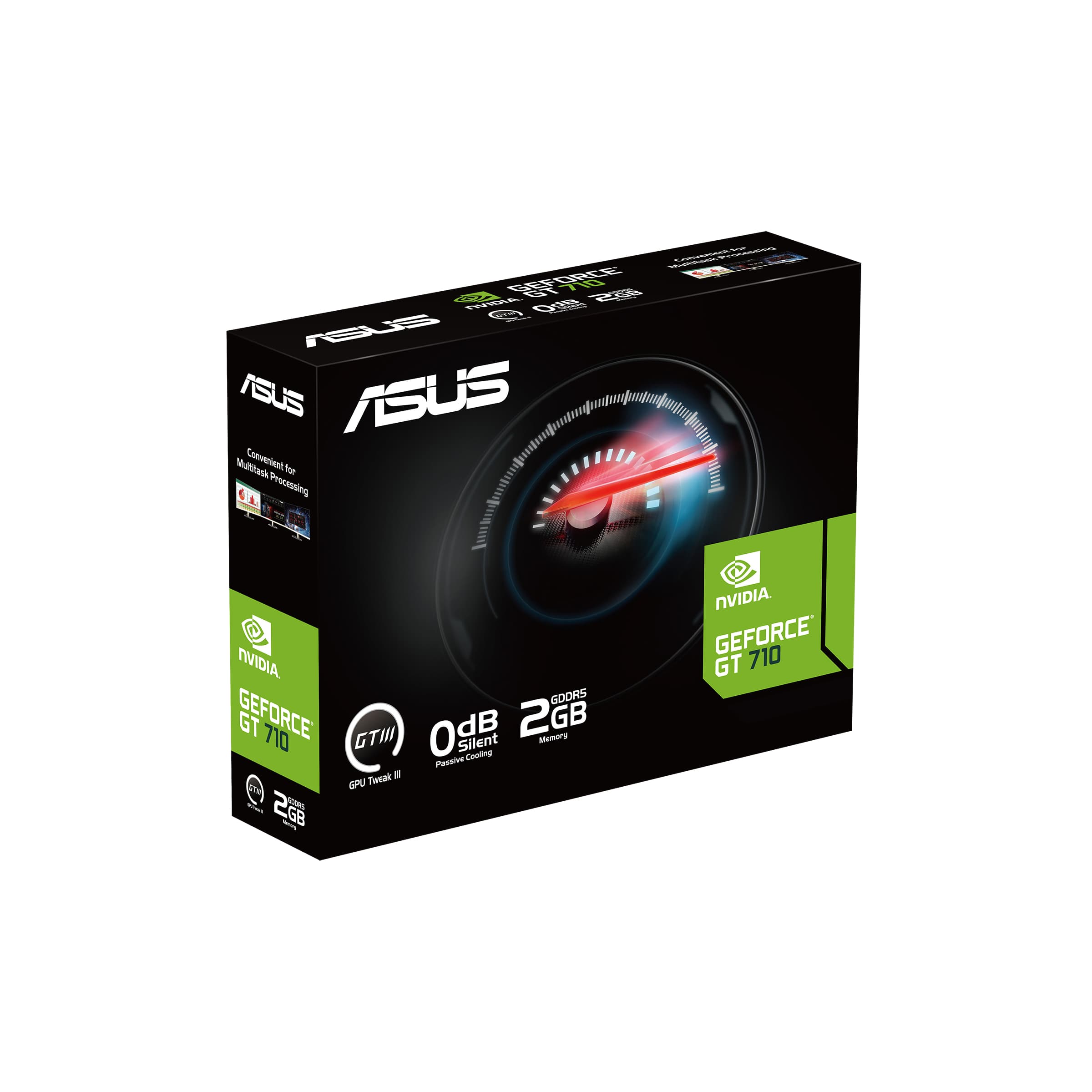 ASUS GeForce GT 710 EVO - Graphics card - GF GT 710 - 2 GB DDR3 - PCIe 2.0 low profile - DVI, HDMI, D-Sub - fanless — image 1
