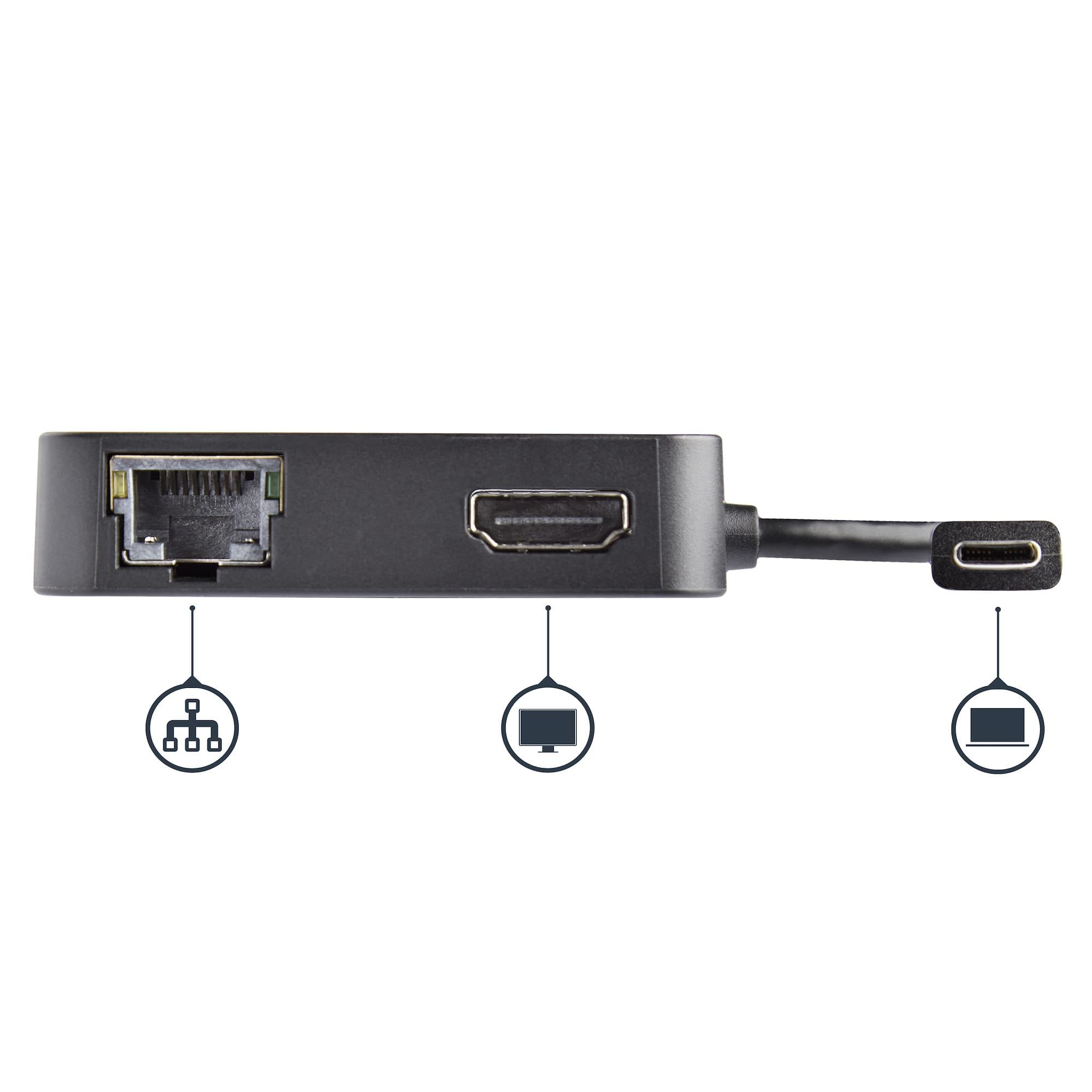 StarTech.com USB C Dock, Dual Monitor HDMI & DisplayPort 4K 30Hz, USB Type-C Laptop Docking Station 60W Power Delivery (PD), SD, 4-port USB-A 3.0 Hub, GbE, Audio, Thunderbolt 3 Compatible - USB 3.1 Gen 1 Dock (DK30CHDPPDUE) - Docking station - USB-C - HDMI, DP - 1GbE - 60 Watt — view 6