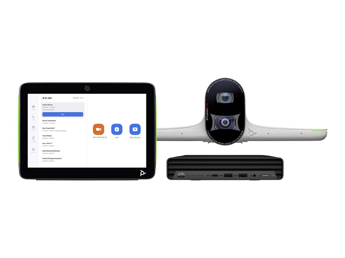 Poly Studio Large Room Bundle - For Zoom Rooms - video conferencing kit (Poly Studio E70 camera, Poly TC10 touch controller, HP Mini Conferencing PC) - Zoom Certified - white — image 1