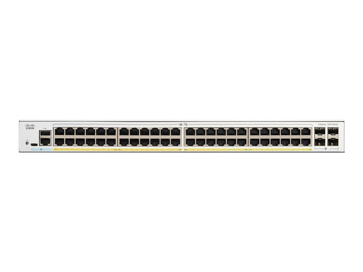 Cisco Catalyst 1300-48P-4G - Switch - L3 - Managed - 48 x 10/100/1000 (PoE+) + 4 x Gigabit SFP - rack-mountable - PoE+ (375 W) — view 2