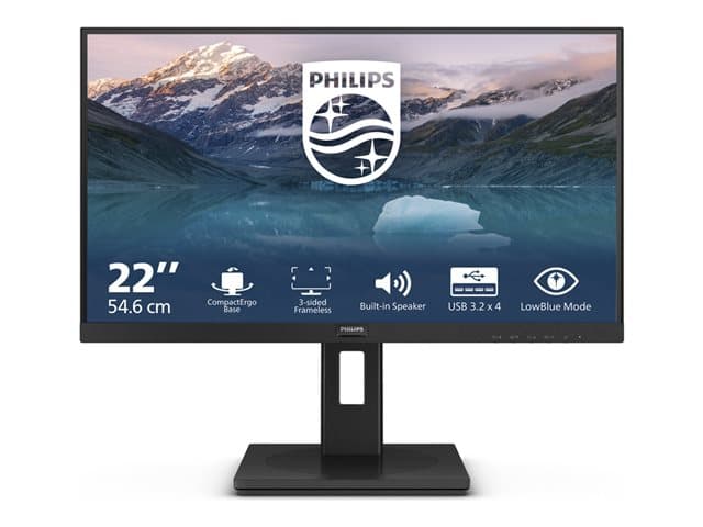 Philips S-line 222S9JML - LED monitor - 22" (21.5" viewable) - 1920 x 1080 Full HD (1080p) @ 75 Hz - VA - 250 cd/m� - 3000:1 - 4 ms - HDMI, VGA, DisplayPort - speakers - black