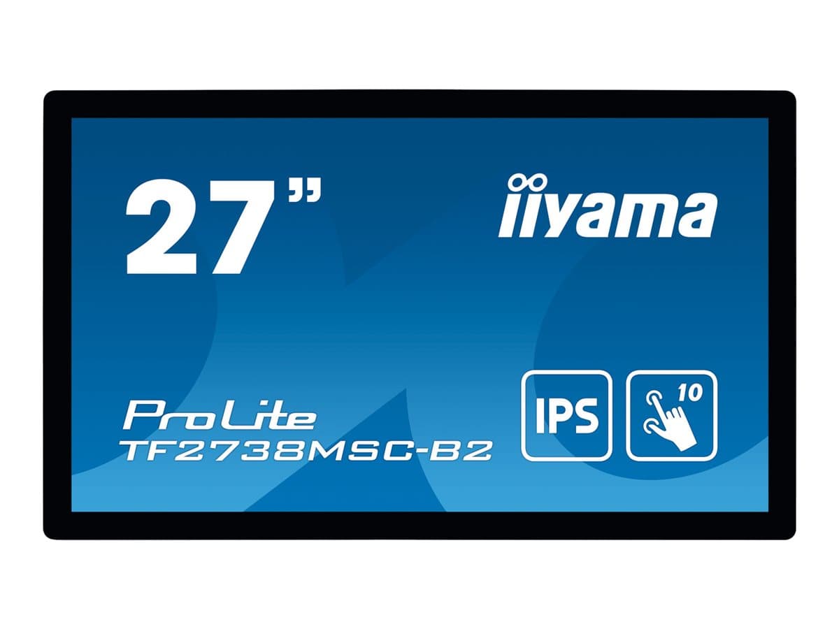 iiyama ProLite TF2738MSC-B2 - LED monitor - 27" - open frame - touchscreen - 1920 x 1080 Full HD (1080p) @ 60 Hz - A-MVA+ - 300 cd/m� - 3000:1 - 5 ms - HDMI, DVI, DisplayPort - speakers - black — view 1