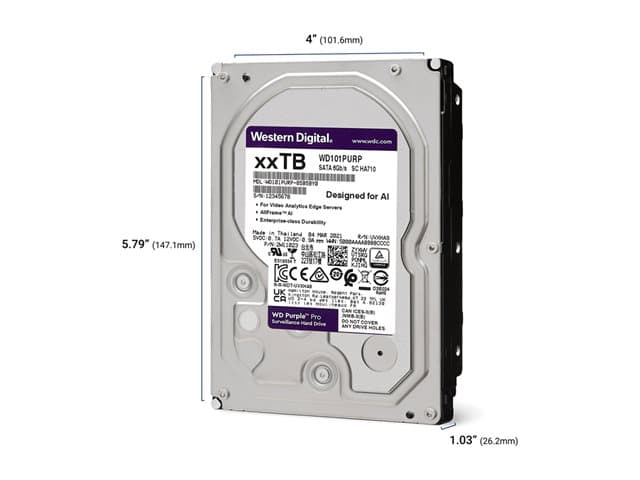 WD Purple Pro WD102PURP - hard drive - 10 TB - SATA 6Gb/s — view 2