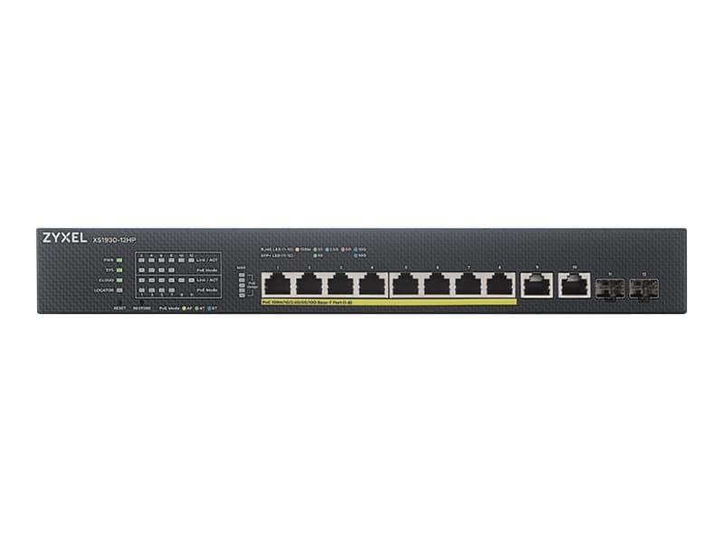 Zyxel XS1930-12HP - Switch - smart - 8 x 100/1000/2.5G/5G/10GBase-T (PoE++) + 2 x 100/1000/2.5G/5G/10GBase-T + 2 x 10 Gigabit SFP+ - rack-mountable - PoE++ (375 W) — view 2