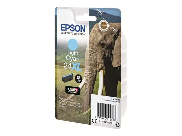 Epson Ink Cartridges, Claria" Photo HD Ink, 24XL, Elephant, Singlepack, 1 x 9.8 ml Light Cyan — view 2