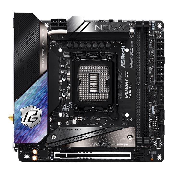 Asrock Phantom Gaming Z890I Nova WiFi, Intel, LGA 1851 (Socket V1), Intel Core Ultra (Series 2), LGA 1851, DDR5-SDRAM, 128 GB — view 2