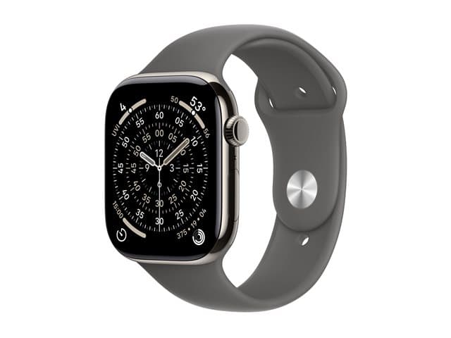 Apple Watch Series 11 GPS + Cellular 46mm Natural Titanium Case with Stone Grey Sport Band - M/L — view 3