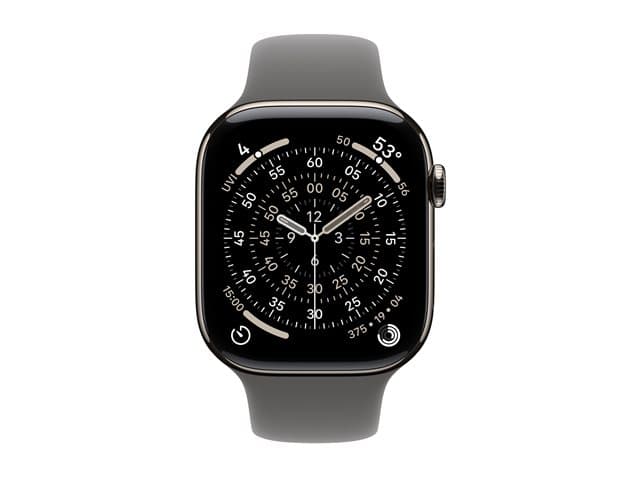 Apple Watch Series 11 GPS + Cellular 46mm Natural Titanium Case with Stone Grey Sport Band - M/L — view 2