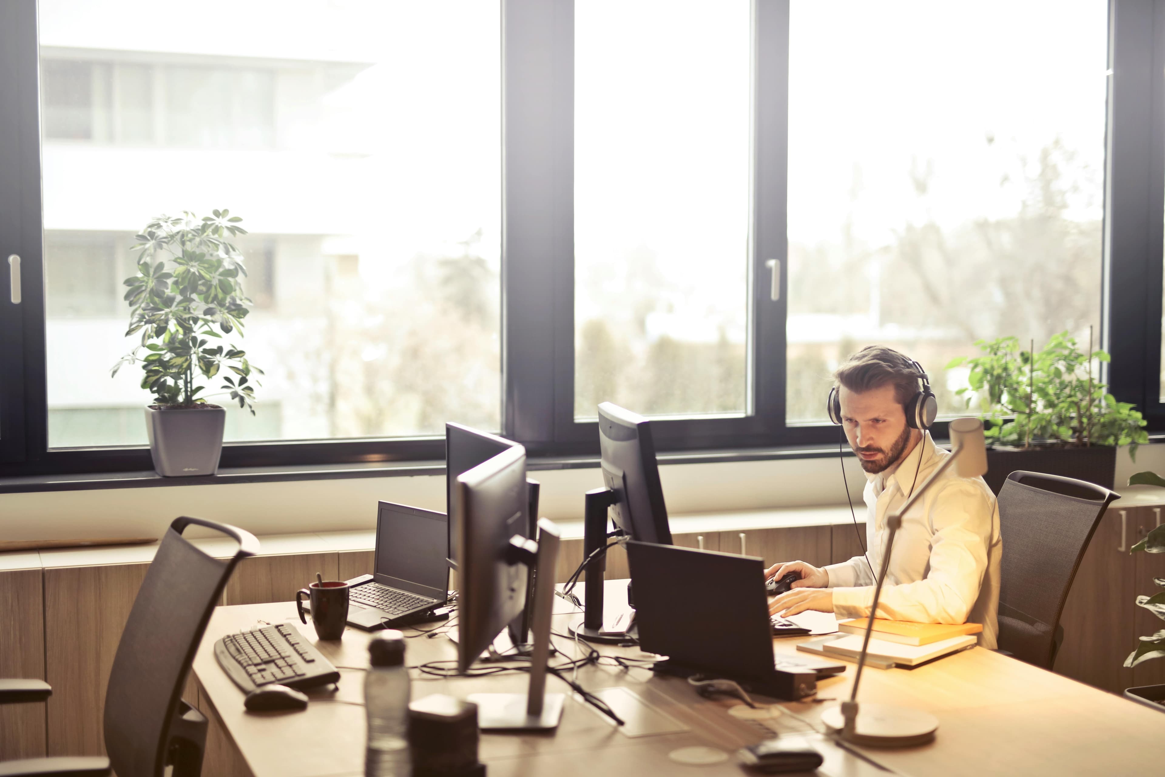 Business professional working on digital interface