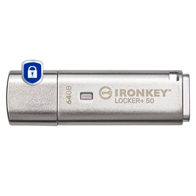 Kingston IronKey Locker+ 50 - USB flash drive - encrypted - 64 GB - USB 3.2 Gen 1