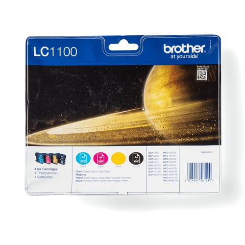 Brother LC1100 Value Pack - 4-pack - black, yellow, cyan, magenta - original - blister - ink cartridge - for Brother DCP-185, 385, 395, J715, MFC-490, 5490, 5890, 5895, 6890, 790, 795, 990, J615