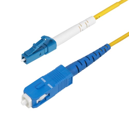StarTech.com 1m (3.3ft) LC to SC (UPC) OS2 Single Mode Simplex Fiber Optic Cable, 9/125�m, Laser Optimized, 40G/100G, Bend Insensitive, Low Insertion Loss - LSZH Fiber Patch Cord (SPSMLCSC-OS2-1M) - Patch cable - LC/UPC single-mode (M) to SC/UPC single-mode (M) - 1 m - 2 mm - fibre optic - simplex - 9 / 125 micron - OS1/OS2 - halogen-free, bi-directional, passive - yellow