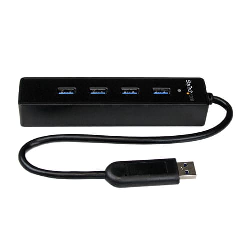 StarTech.com 4-Port USB 3.0 Hub with Built-in Cable - SuperSpeed Laptop USB Hub - Portable USB Splitter - Mini USB Hub (ST4300PBU3) - Hub - 4 x SuperSpeed USB 3.0 - desktop - for P/N: FCREADMICRO3, MSDREADU3CA