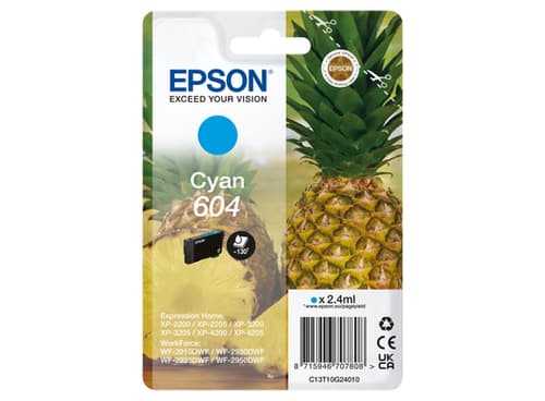Epson 604 - 2.4 ml - cyan - original - blister - ink cartridge - for Expression Home XP-2200, 2205, 3200, 3205, 4200, 4205, WorkForce WF-2910, 2930, 2935, 2950