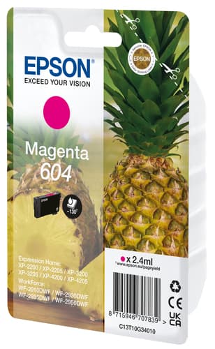 Epson 604 - 2.4 ml - magenta - original - blister with RF/acoustic alarm - ink cartridge - for Expression Home XP-2200, 2205, 3200, 3205, 4200, 4205, WorkForce WF-2910, 2930, 2935, 2950