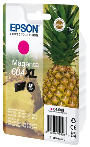 Epson 604XL Singlepack - 4 ml - XL - magenta - original - blister with RF/acoustic alarm - ink cartridge - for Expression Home XP-2200, 2205, 3200, 3205, 4200, 4205, WorkForce WF-2910, 2930, 2935, 2950