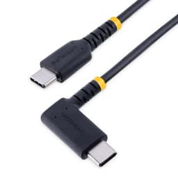 StarTech.com 6in (15cm) USB C Charging Cable Right Angle, 60W PD 3A, Heavy Duty Fast Charge USB-C Cable, USB 2.0 Type-C, Durable and Rugged Aramid Fiber, S20/iPad/Pixel - High Quality USB Charging Cord (R2CCR-15C-USB-CABLE) - USB cable - 24 pin USB-C (M) straight to 24 pin USB-C (M) right-angled - USB 2.0 - 3 A - 15 cm - black