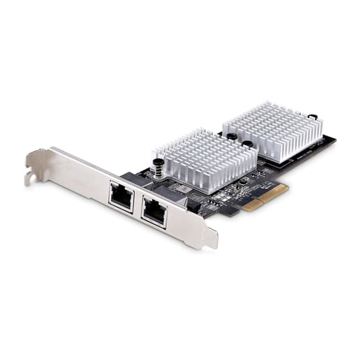 StarTech.com 2-Port 10Gbps PCIe Network Adapter Card, Network Card for PCs/Servers, Full-Height/Low-Profile PCIe Ethernet Card w/Jumbo Frames, NIC/LAN Interface Card - Marvell AQC113CS Chipset, PXE Boot (ST10GSPEXNDP2) - Network adapter - PCIe 3.0 x4 low profile - 10 Gigabit Ethernet x 2 - black