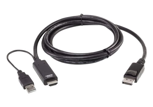 ATEN 2L-7D02HDP - Adapter cable - HDMI male to USB (power only), DisplayPort male - 1.8 m - 4K60Hz (4096 x 2160) support