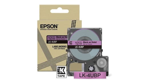 Epson LabelWorks LK-4UBP - Black on violet - Roll (1.2 cm x 8 m) 1 cassette(s) hanging box - tape cartridge - for LabelWorks LW-C410, LW-C610