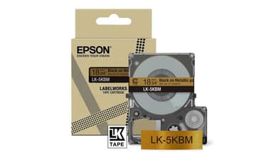 Epson LabelWorks LK-5SBM - Black on metallic silver - Roll (1.8 cm x 9 m) 1 cassette(s) hanging box - tape cartridge - for LabelWorks LW-C410, LW-C610