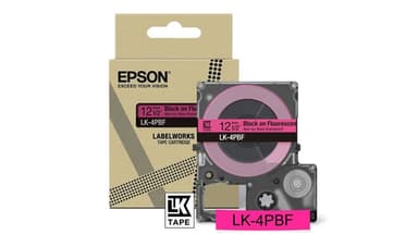 Epson LabelWorks LK-4PBF - Black on fluorescent - Roll (1.2 cm x 5 m) 1 cassette(s) hanging box - tape cartridge - for LabelWorks LW-C410, LW-C610