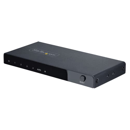StarTech.com 4-Port 8K HDMI Switch, HDMI 2.1 Switcher 4K 120Hz HDR10+, 8K 60Hz UHD, HDMI Switch 4 In 1 Out, Auto/Manual Source Switching, Remote Control and Power Adapter Included - 7.1 Channel Audio/eARC (4PORT-8K-HDMI-SWITCH) - Video/audio switch - 4 x HDMI - desktop