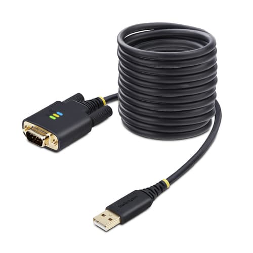 StarTech.com 10ft (3m) USB to Serial Adapter Cable, Interchangeable DB9 Screws/Nuts, COM Retention, USB-A to DB9 RS232, FTDI IC, Level-4 ESD Protection, Windows/macOS/ChromeOS/Linux - Rugged TPE Construction (1P10FFC-USB-SERIAL) - USB / serial cable - USB (M) to DB-9 (M) - 3 m - black