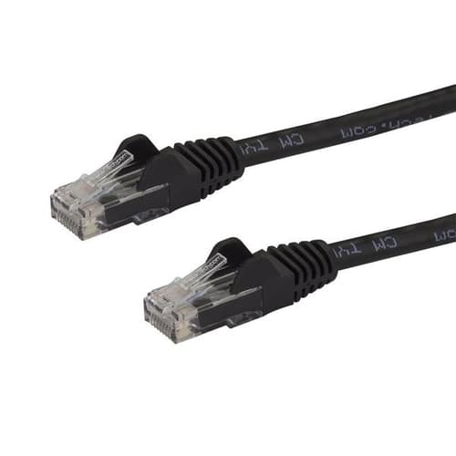 StarTech.com 15m CAT6 Ethernet Cable, 10 Gigabit Snagless RJ45 650MHz 100W PoE Patch Cord, CAT 6 10GbE UTP Network Cable w/Strain Relief, Black, Fluke Tested/Wiring is UL Certified/TIA - Category 6 - 24AWG (N6PATC15MBK) - Patch cable - RJ-45 (M) to RJ-45 (M) - 15 m - UTP - CAT 6 - molded, snagless - black