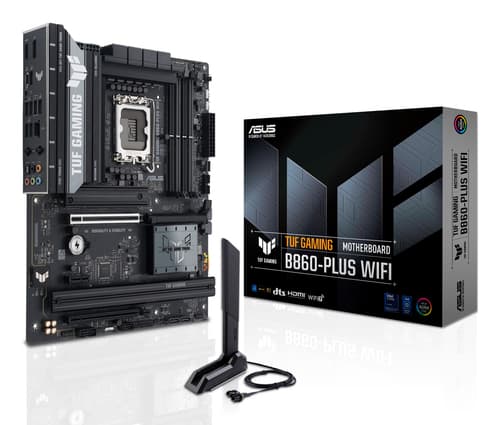 ASUS TUF GAMING B860-PLUS WIFI - Motherboard - ATX - LGA1851 Socket - B860 Chipset - USB-C 3.2 Gen 2x2, USB 3.2 Gen 2, USB 3.2 Gen 1, USB-C 3.2 Gen2 - 2.5 Gigabit LAN, Bluetooth, Wi-Fi 7 - onboard graphics (CPU required) - HD Audio (8-channel)